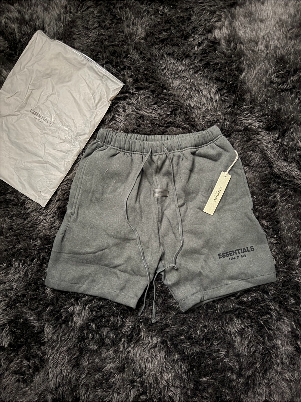 ESSENTIALS Men's black limo Athletic Fleece Shorts